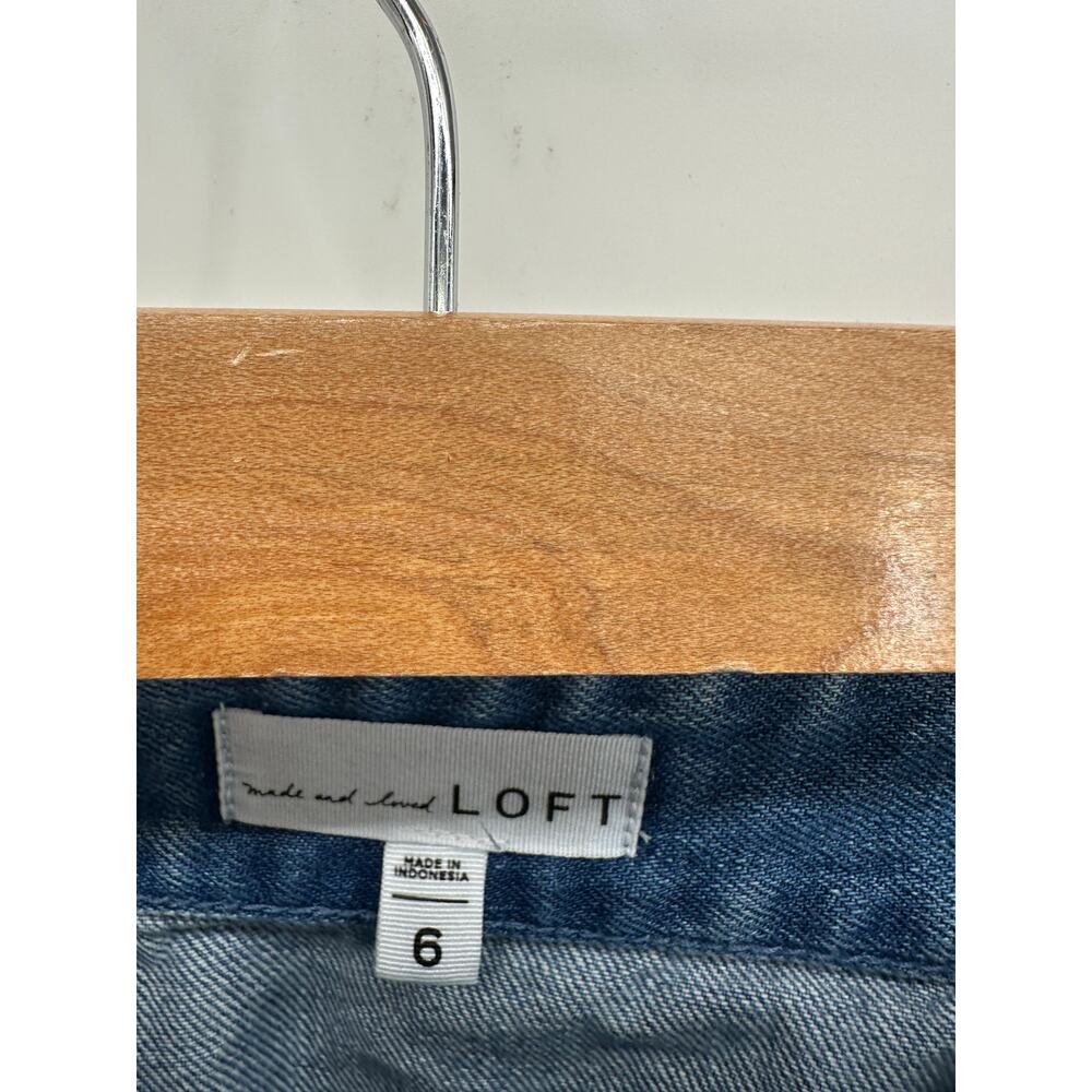 Loft Womens‎ Denim Mini Wrap Skirt Size 6 Fringe Fall Festival Boho Belt Western - Picture 4 of 6